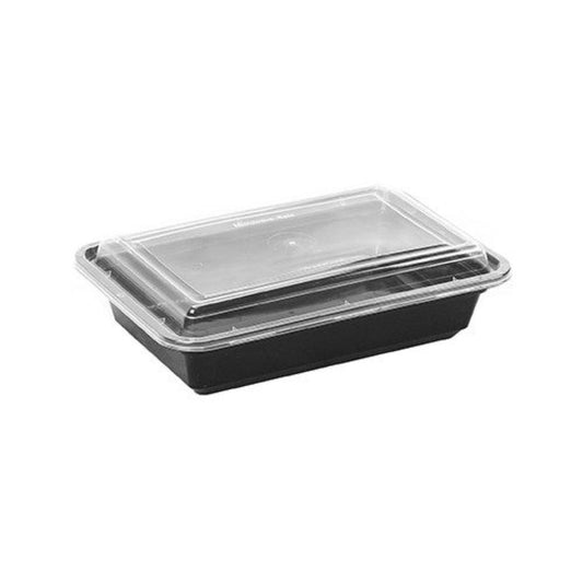 Black 32oz Rect Microwave Container and Lid 150Pk