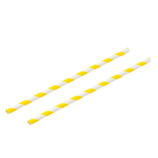 Yellow & White Paper Straws 8" - 250pk