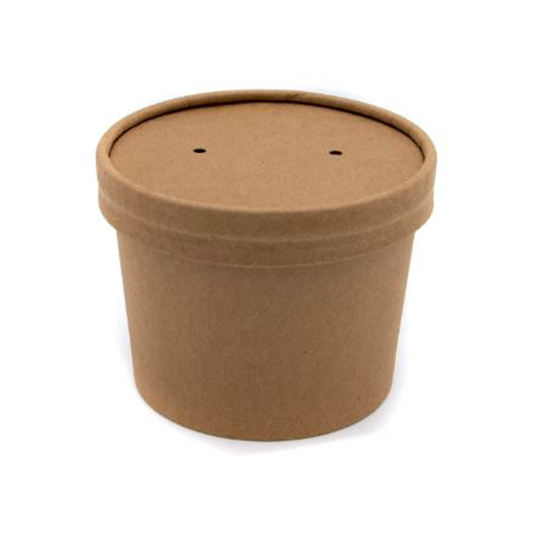 12oz Kraft Heavy Duty Soup Container & Paper Lid - 500pk