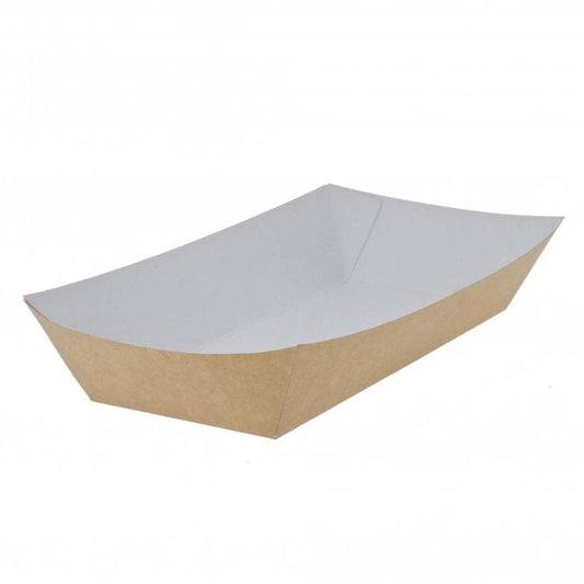 Plain Kraft Brown 2lb Paper Food Tray - 1000 Pack