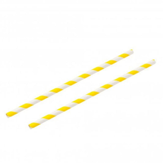 8" Recyclable Yellow & White Paper Straws Case (40 x 250pk)