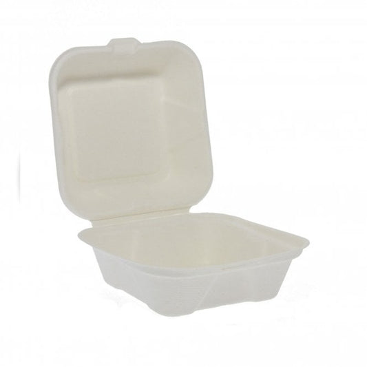 Bagasse Burger Box Square 6" 500pk